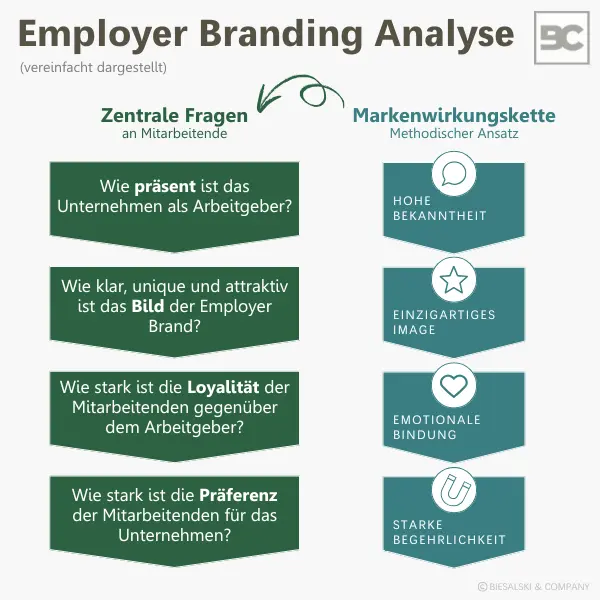 Employer Branding Analyse - zentrale Fragestellungen auf Basis der Markenwirkungskette