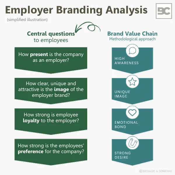 Employer branding analysis - key questions based on the brand value chain